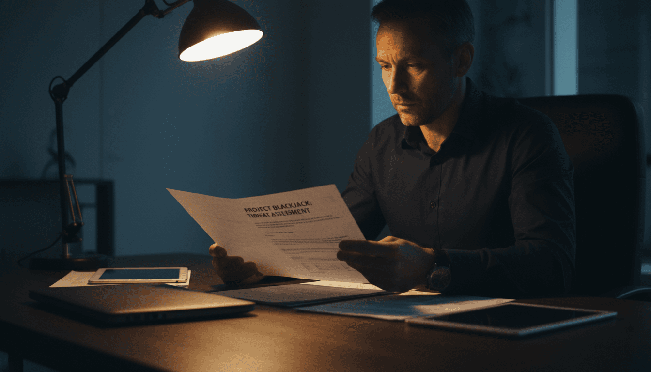 Security consultant reviewing customized risk assessment