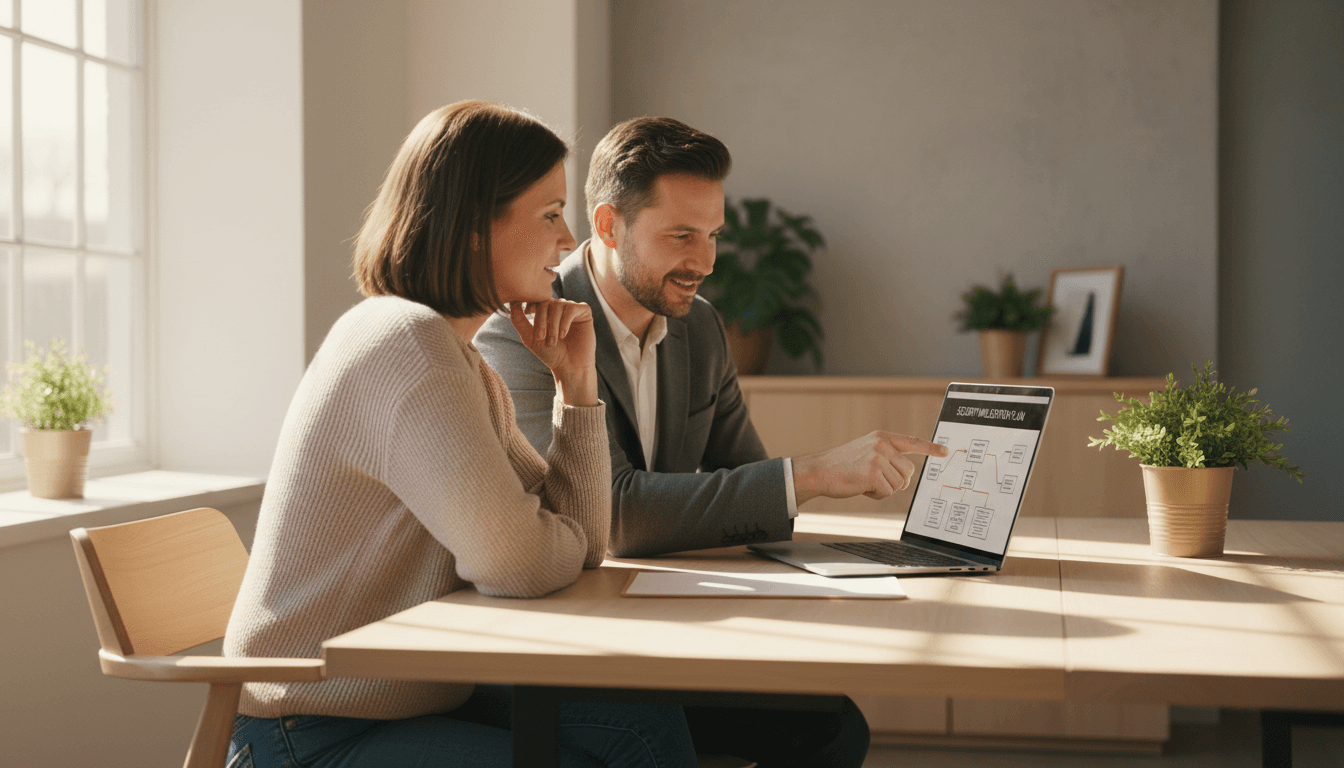 Security consultant guiding business owner through implementation